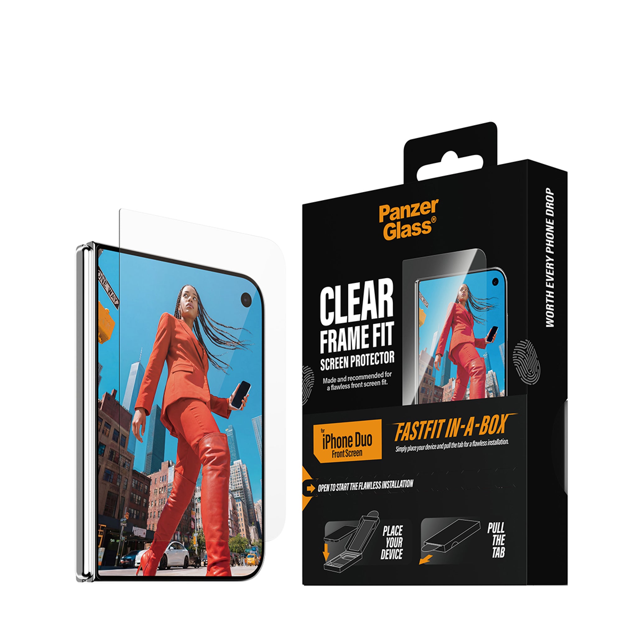 PanzerGlass® Front Screen Protector iPhone Duo | FRAME FIT w. FASTFIT IN-A-BOX